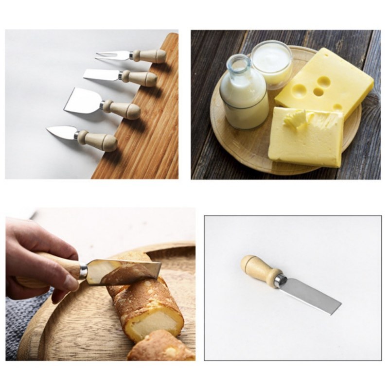 4Pcs Stainless Steel Cheese Knives Set With Bamboo Wooden Handle eprolo
