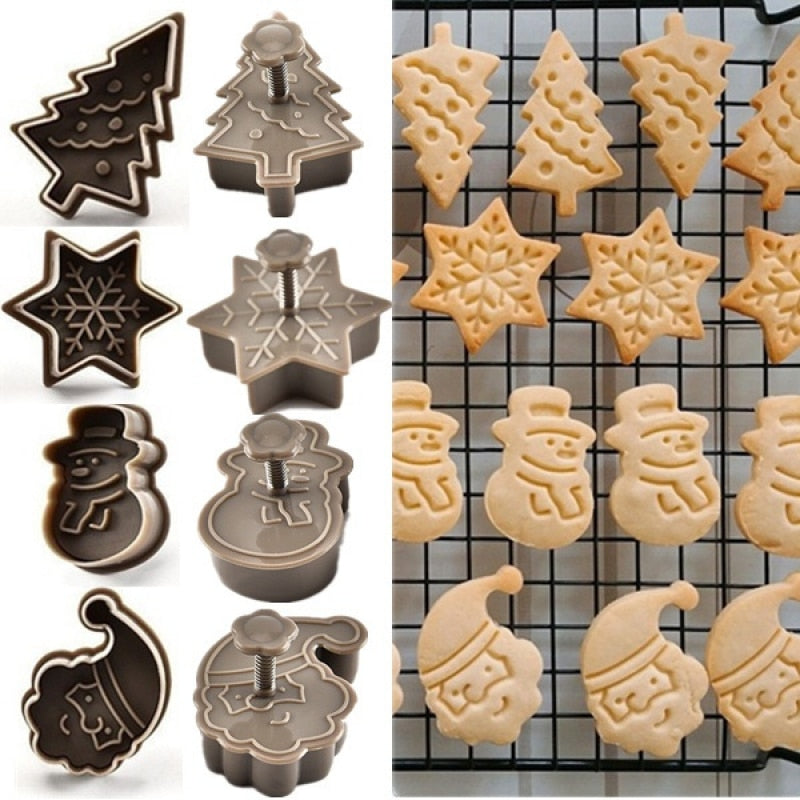 4Pcs/set Plastic Cookie Baking Moulds Kitchen Essentials