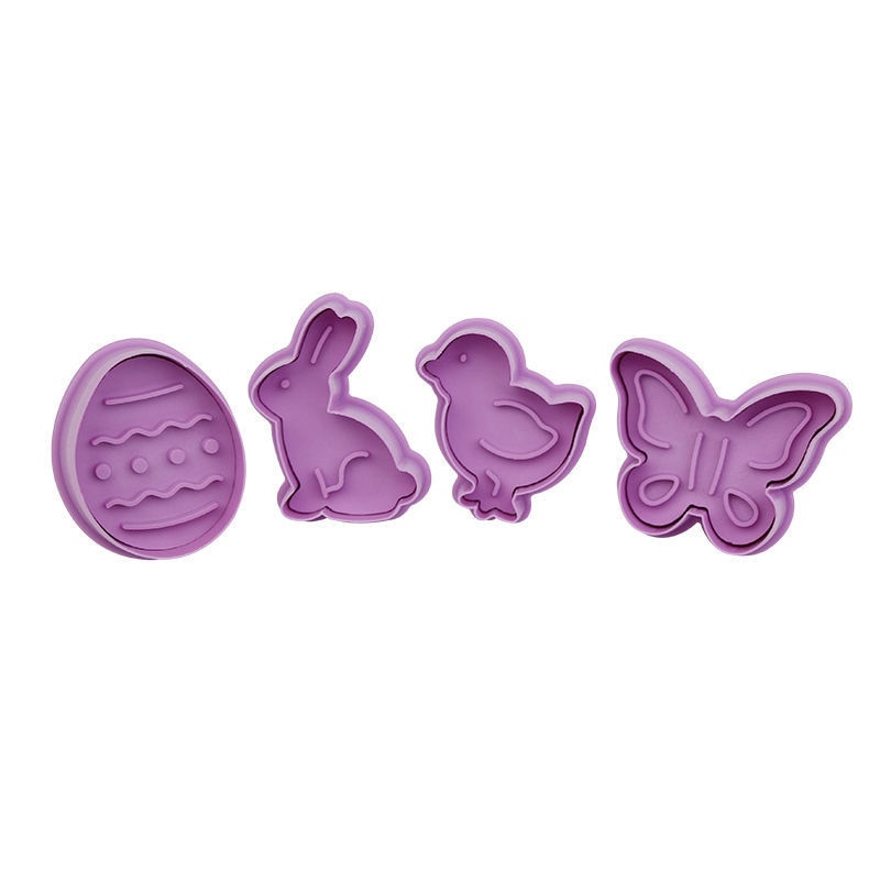 4Pcs/set Plastic Cookie Baking Moulds Kitchen Essentials