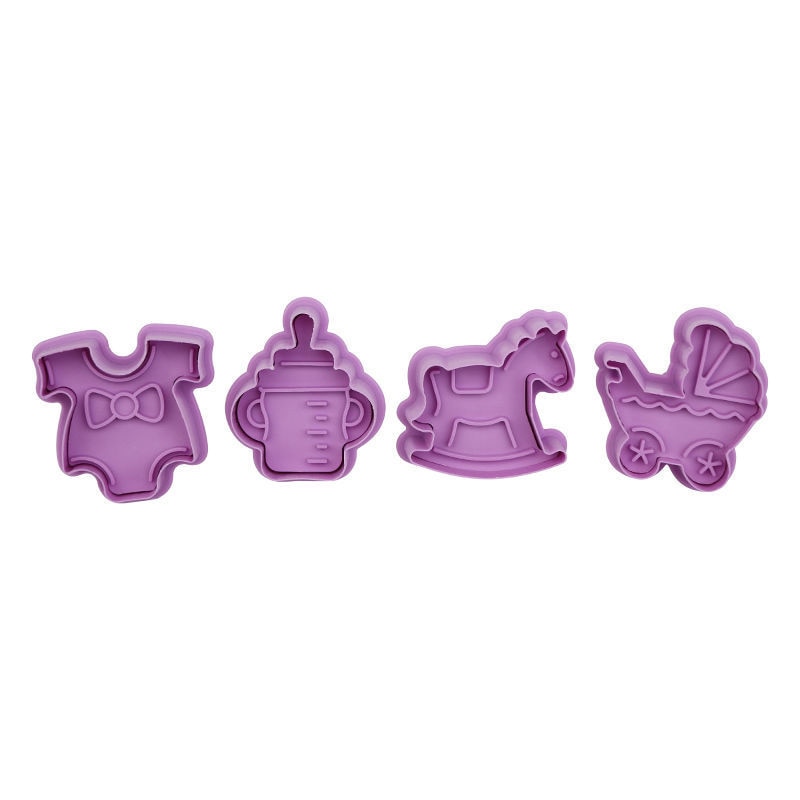 4Pcs/set Plastic Cookie Baking Moulds Kitchen Essentials