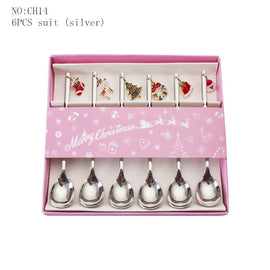 6 Piece Christmas Gift Set of Xmas Spoons in Stainless Steel Kitchen Essentials