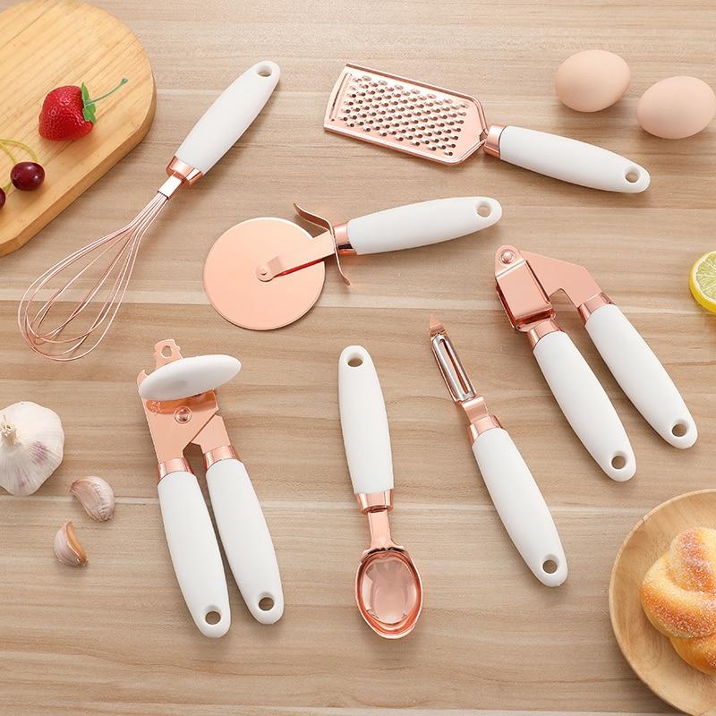 7 Pcs Kitchen Gadgets Set 'Copper Coated' Stainless Steel Utensils eprolo