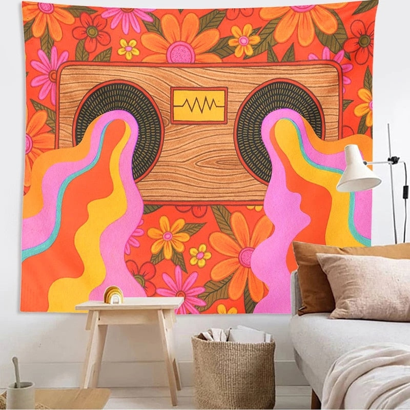 70s Psychedelic Tapestry Decor Print Kitchen Essentials