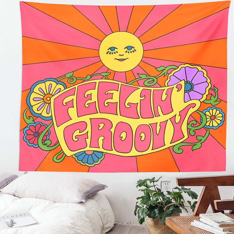 70s Psychedelic Tapestry Decor Print Kitchen Essentials