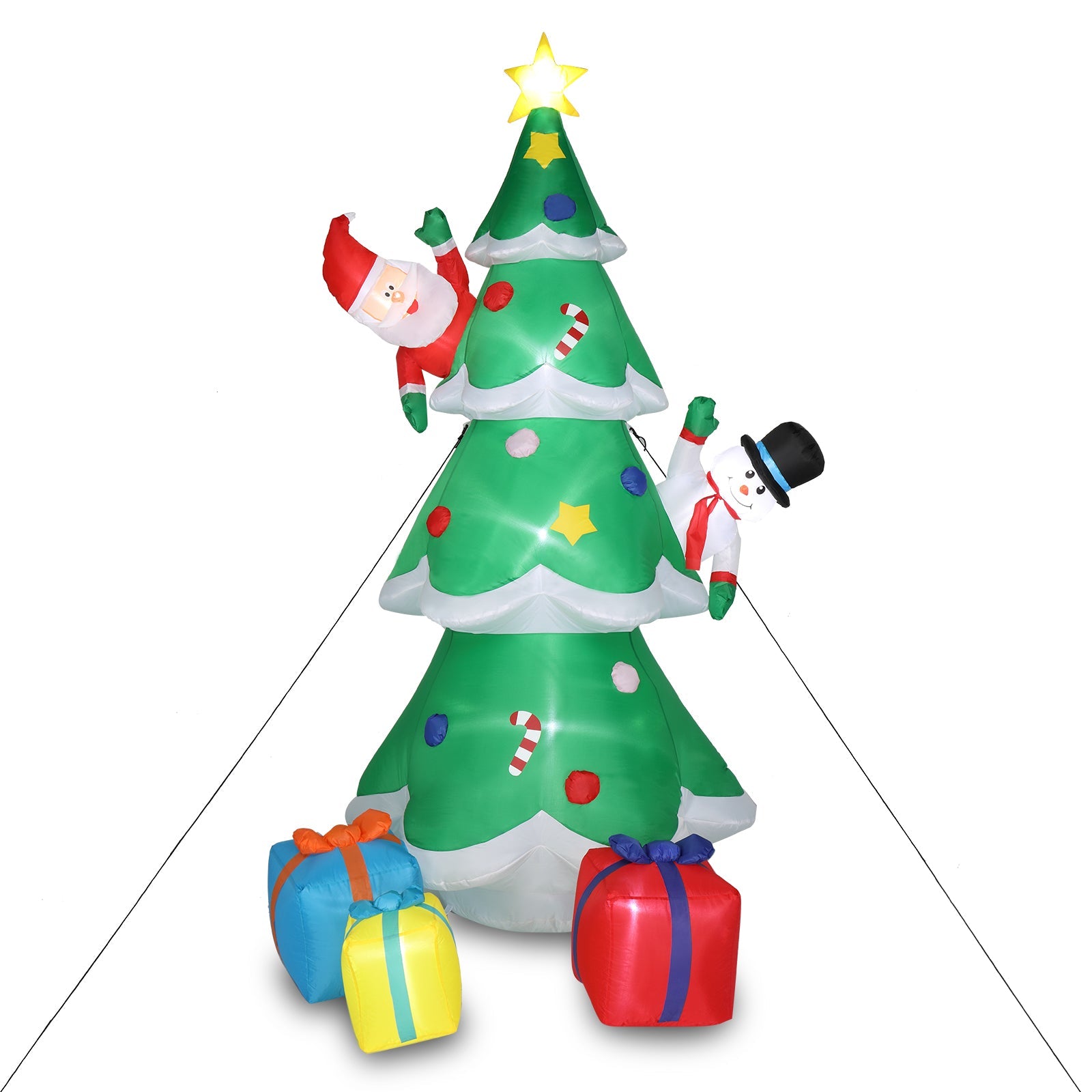 8ft with Snowman Santa Claus 3 Gift Boxes 9 String Lights Inflatable Garden Christmas Tree Decoration hello-826
