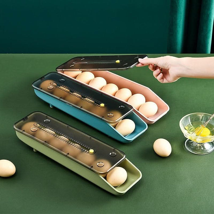 Automatic Rolling Egg Box Storage Container Kitchen Essentials