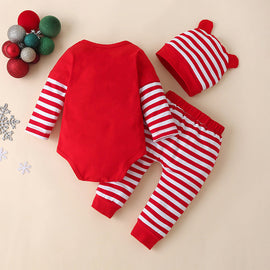 Baby Children's Christmas Long-Sleeved Three-Piece Romper Suit (Newborn) eprolo