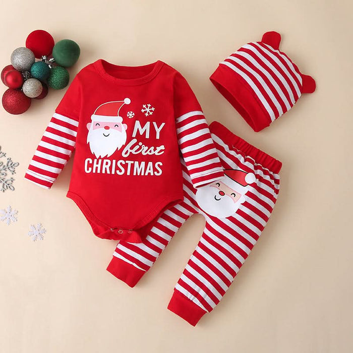 Baby Children's Christmas Long-Sleeved Three-Piece Romper Suit (Newborn) eprolo