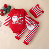 Baby Children's Christmas Long-Sleeved Three-Piece Romper Suit (Newborn) eprolo
