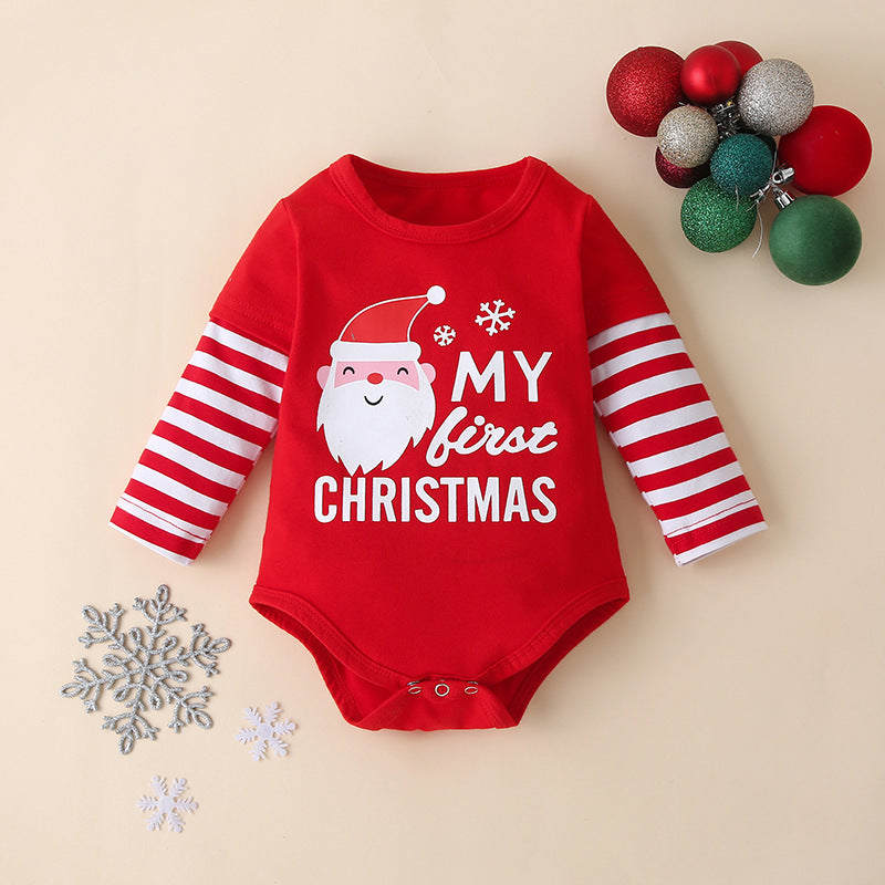 Baby Children's Christmas Long-Sleeved Three-Piece Romper Suit (Newborn) eprolo