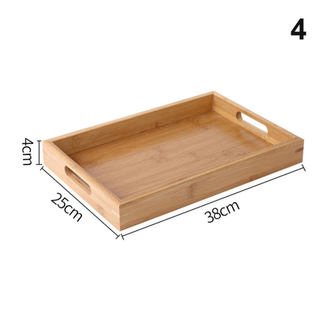 Bamboo Wooden Rectangular Tea Tray Kitchen Essentials