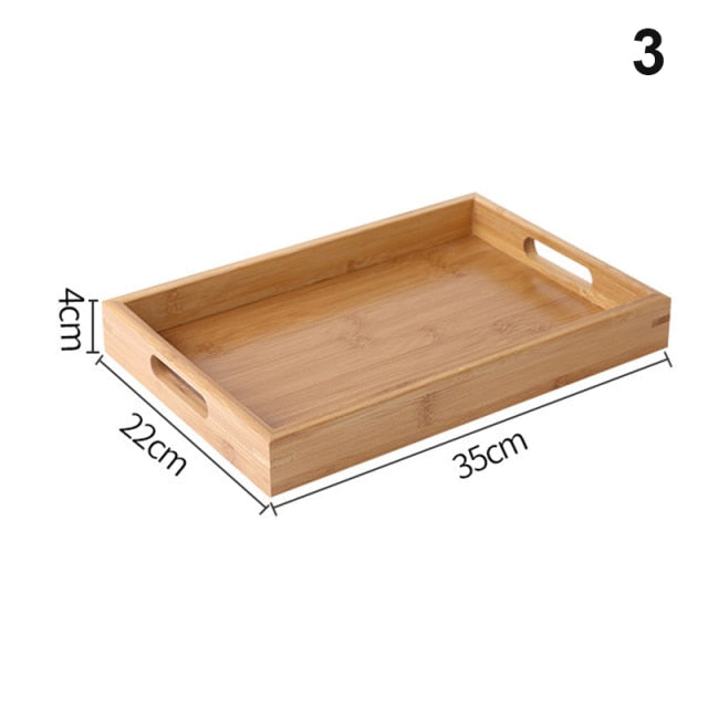 Bamboo Wooden Rectangular Tea Tray Kitchen Essentials