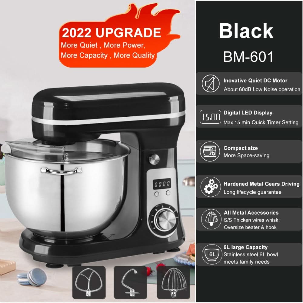 BioloMix 6L/5L Cake Stand Mixer, Countertop Mixer Kitchen Essentials