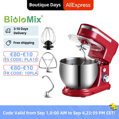 BioloMix 6L/5L Cake Stand Mixer, Countertop Mixer Kitchen Essentials