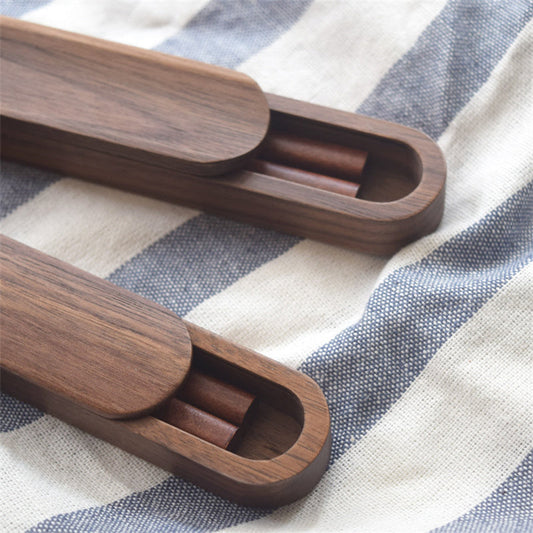 Black Walnut Wood Chopsticks Box Set eprolo