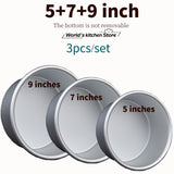 Cake Pan Set - 3 Pcs. Bakeware with Removable Base Kitchen Essentials