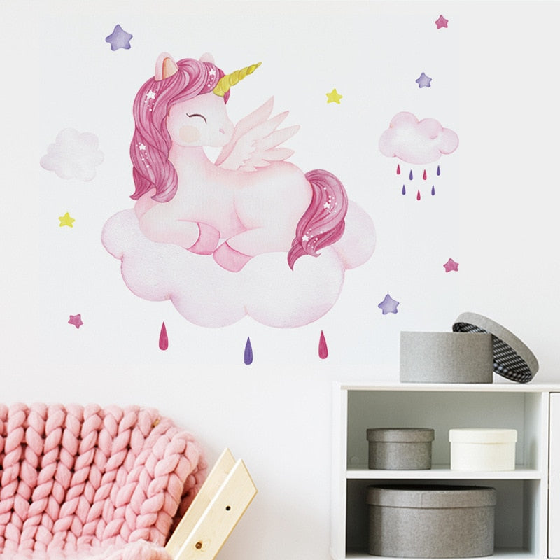 Cartoon Unicorn Wall Stickers for Baby Nursery Kitchen Essentials