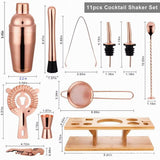 Cocktail Shaker Set Stainless Steel Cocktail Set Wooden Frame 11-piece eprolo