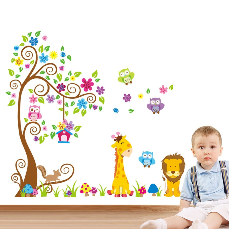 Colourful Trees & Animals Wall Stickers & Decal for Nursery Kitchen Essentials