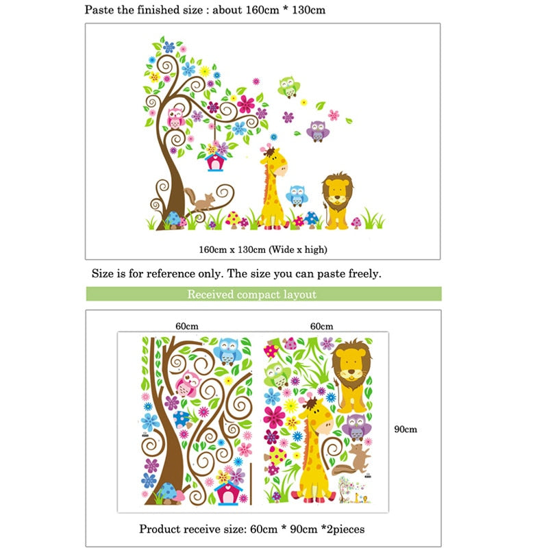Colourful Trees & Animals Wall Stickers & Decal for Nursery Kitchen Essentials
