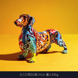 Creatively Painted, Colourful Dachshund Dog Resin Statue Kitchen Essentials
