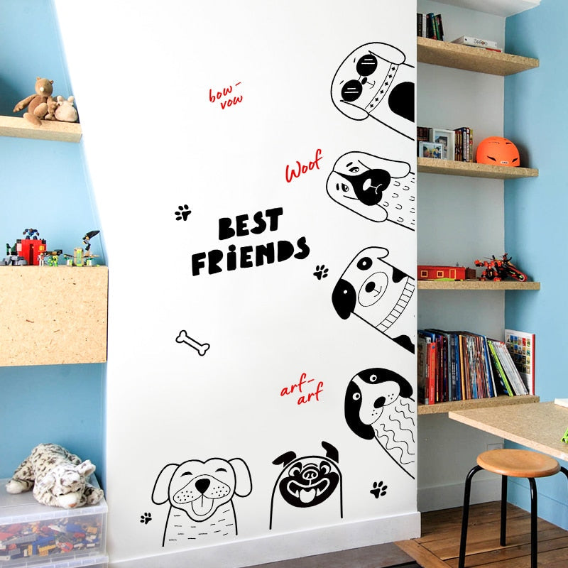 Cute Cartoon Animals Wall Stickers Door Stickers for Kids Room Kitchen Essentials