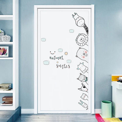 Cute Cartoon Animals Wall Stickers Door Stickers for Kids Room Kitchen Essentials