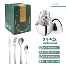 Cutlery Set Knife And Fork 24-Piece Egg-Shaped Western Food Set eprolo