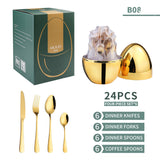 Cutlery Set Knife And Fork 24-Piece Egg-Shaped Western Food Set eprolo