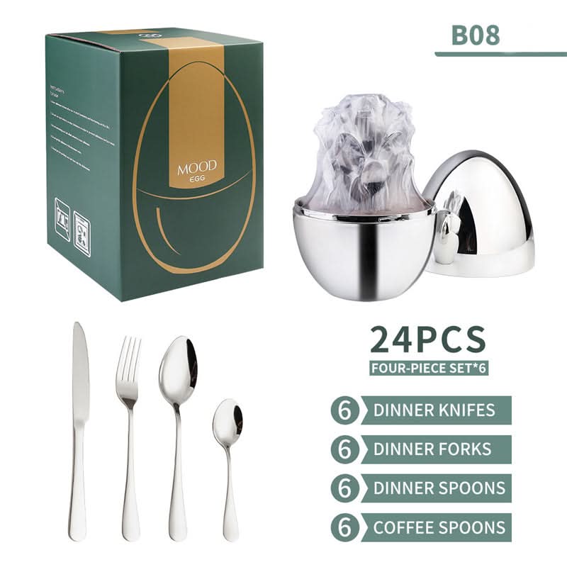 Cutlery Set Knife And Fork 24-Piece Egg-Shaped Western Food Set eprolo