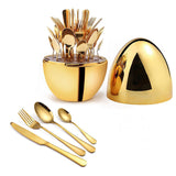 Cutlery Set Knife And Fork 24-Piece Egg-Shaped Western Food Set eprolo