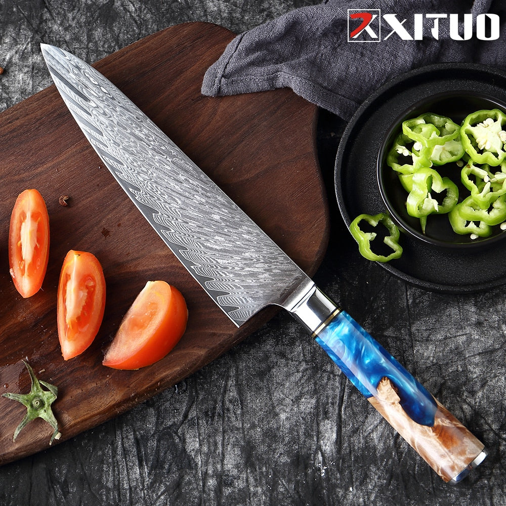 Damascus Steel Japanese Chef Knife Kitchen Essentials