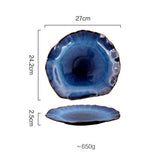 Deep Blue Ceramic Plates Kitchen Essentials