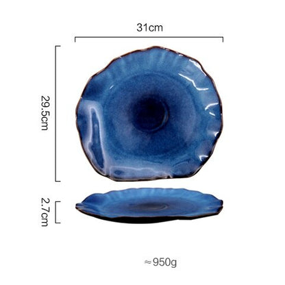 Deep Blue Ceramic Plates Kitchen Essentials