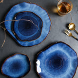 Deep Blue Ceramic Plates Kitchen Essentials