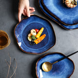 Deep Blue Ceramic Plates Kitchen Essentials