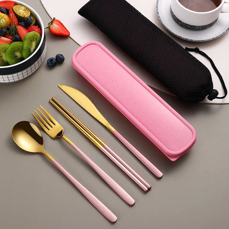 Dinnerware Set Flatware Stainless Steel Portable Cutlery Sets Kitchen Essentials