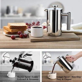 French Press Coffee Maker Stainless Steel Kitchen Essentials