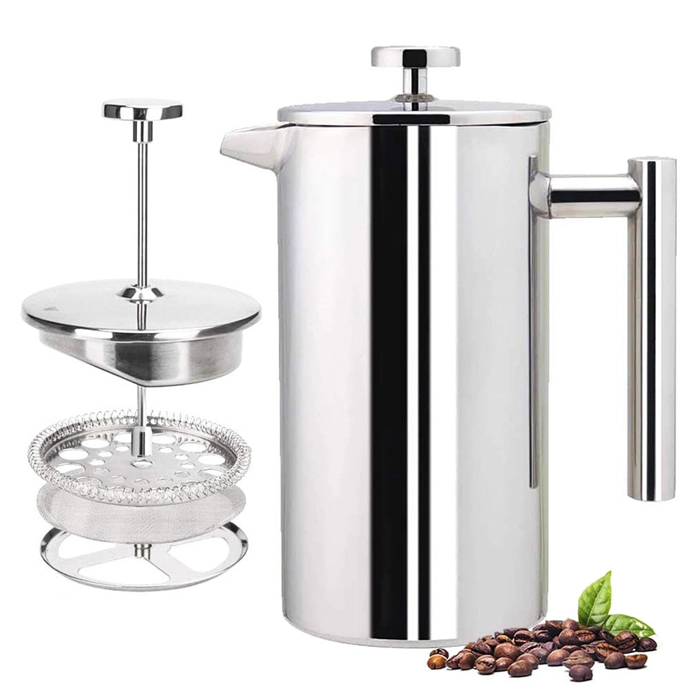 French Press Coffee Maker Stainless Steel Kitchen Essentials