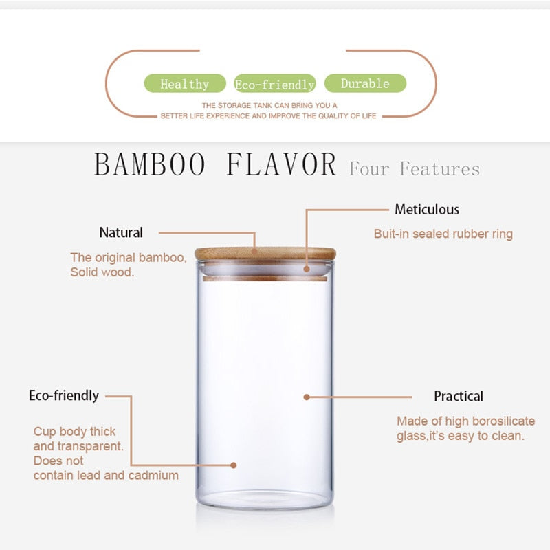 Glass Food Storage Jar With Bamboo Lid eprolo
