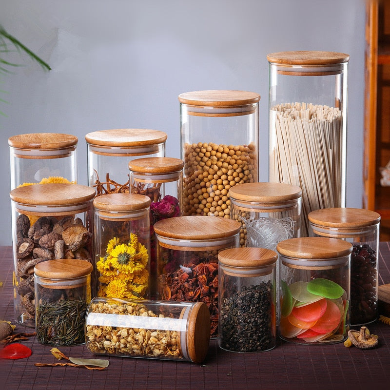 Glass Food Storage Jar With Bamboo Lid eprolo