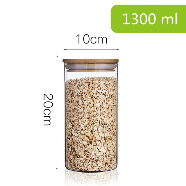 Glass Food Storage Jar With Bamboo Lid eprolo