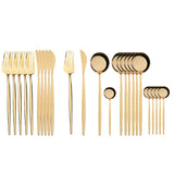 24Pcs 18/10 Stainless Steel Dinnerware Set Kitchen Essentials