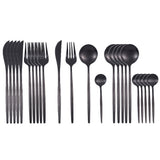 24Pcs 18/10 Stainless Steel Dinnerware Set Kitchen Essentials