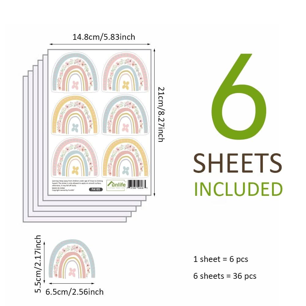 36 Pcs Rainbow Vinyl Decorative Wall Stickers Kitchen Essentials