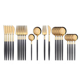 24Pcs 18/10 Stainless Steel Dinnerware Set Kitchen Essentials