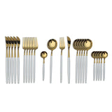 24Pcs 18/10 Stainless Steel Dinnerware Set Kitchen Essentials
