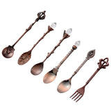 6Pcs/Set Retro, Vintage, Royal Style Carved Cutlery Kitchen Essentials