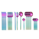 24Pcs 18/10 Stainless Steel Dinnerware Set Kitchen Essentials
