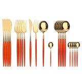 24Pcs 18/10 Stainless Steel Dinnerware Set Kitchen Essentials